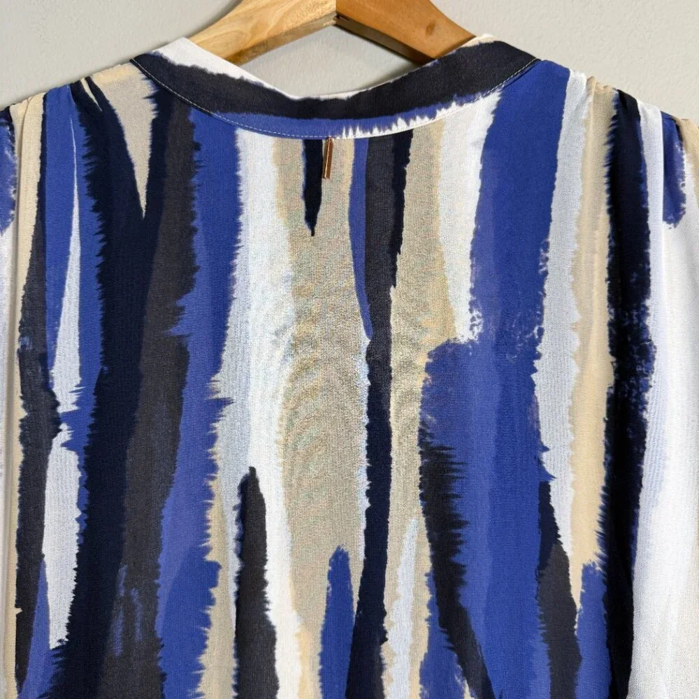 Misa Los Angeles Ulricha Striped Button Up Tiered Maxi Dress Women's Medium Blue - Picture 13 of 16